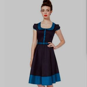 ROCKABILLY RETRO 50'S SWING TATTOO CAP SLEEVE BLUE